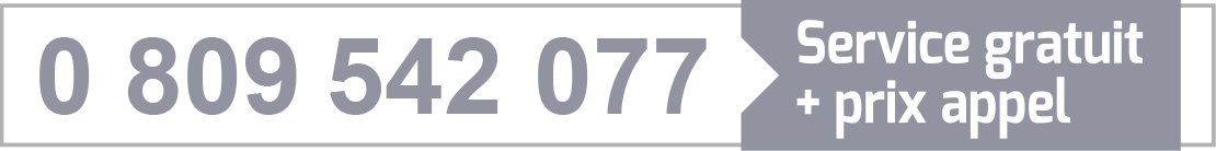 0 809 542 077 (service gratuit + prix appel)
