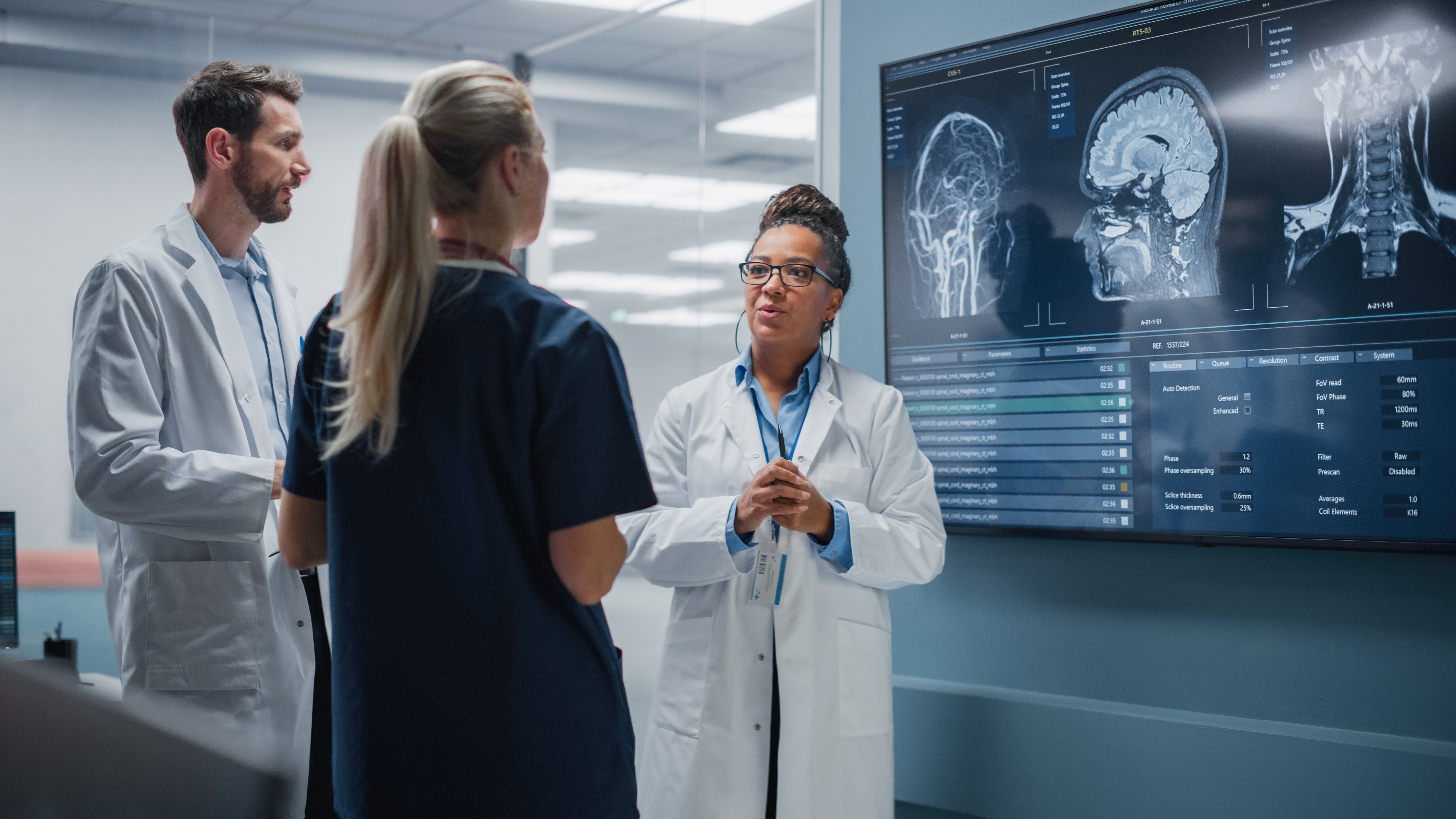 Des professionnels de santé échangent sur des données d'imagerie médicale