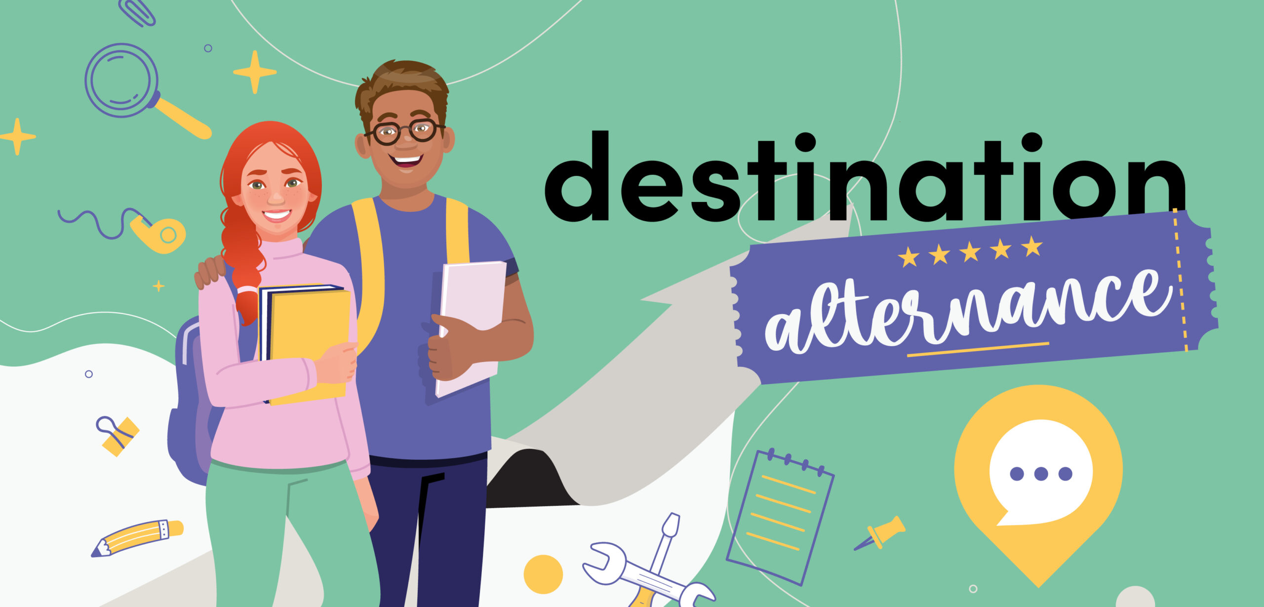 Affiche Destination Alternance (dans un style BD)