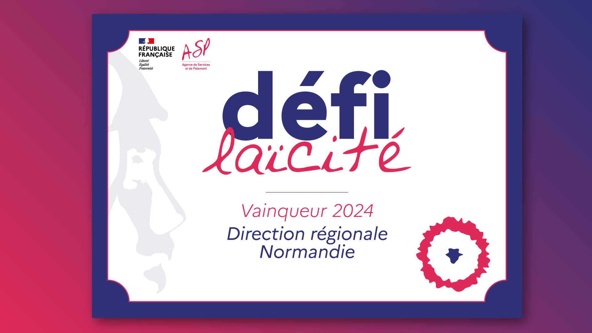 Diplôme du vainqueur 2024 du défi Laïcité lancé par l'ASP