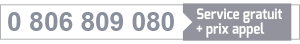 0 806 809 080 (service gratuit + prix appel)